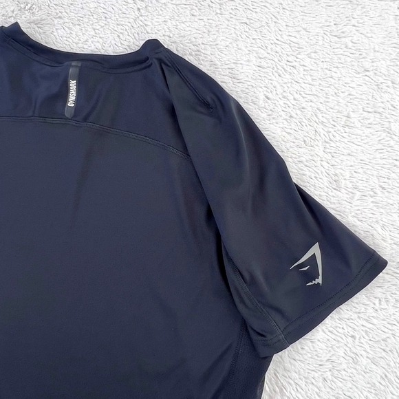 Gymshark Training Shirt Men's MEDIUM Black Short Raglan Mesh Performance A1A9M - Picture 7 of 7